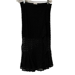 Anthropologie Foxiedox Black Lace Boho Midi Skirt Size Large